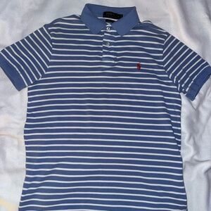 Ralph Lauren Blue and White Striped Polo Shirt